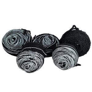Ruffle Yarn Mesh Lace Bundle Black Silver Shimmer Sequins 5 Partial Skeins